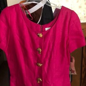 Hot pink size 14 dress with seashore gold decor on the front